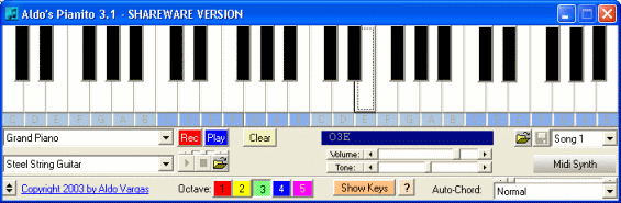 graphic keyboard of music software