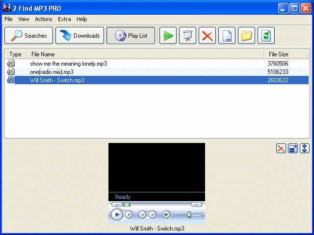 The Screenshot of mp3 player