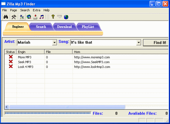 The Screenshot of mp3 search engine