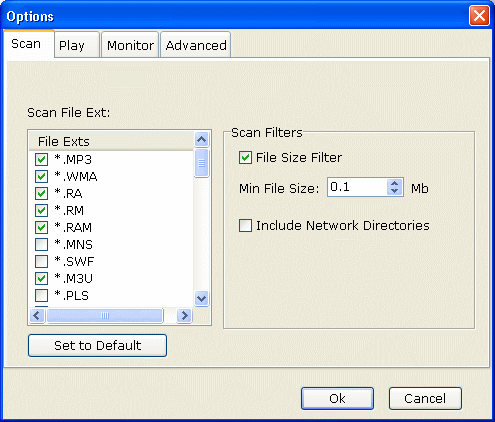 Options of AOK MP3 Organizer