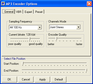 MP3 encoder options