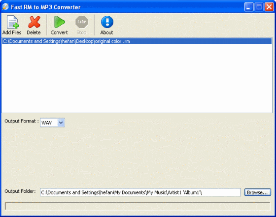 screenshot of Fast RM to MP3 Converter