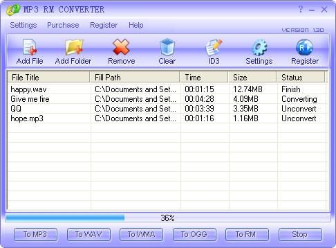screenshot of Converter MP3 RM