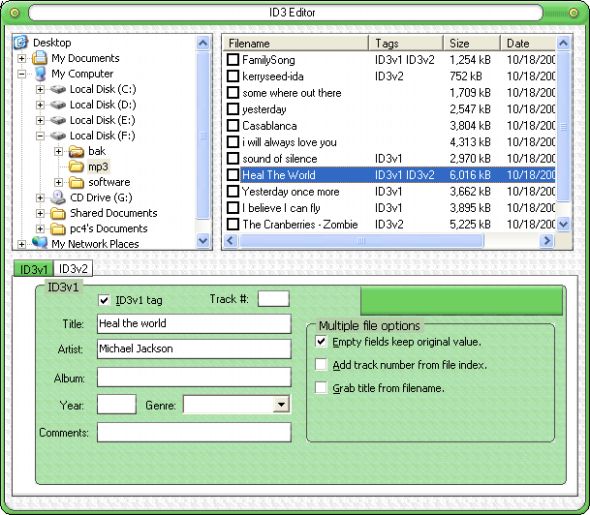 Screenshot of ID3 Editor