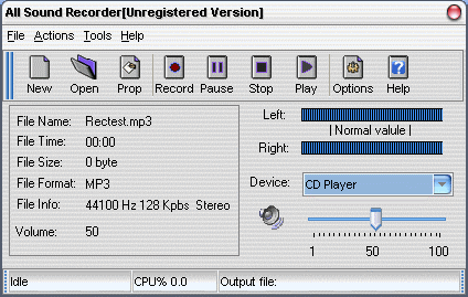 the main window of OGG recorder software