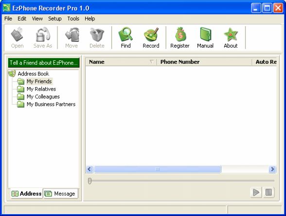 Main window of EzPhone Recorder Pro