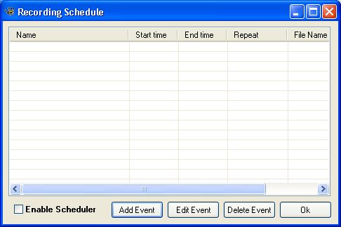 Recording Schedule window