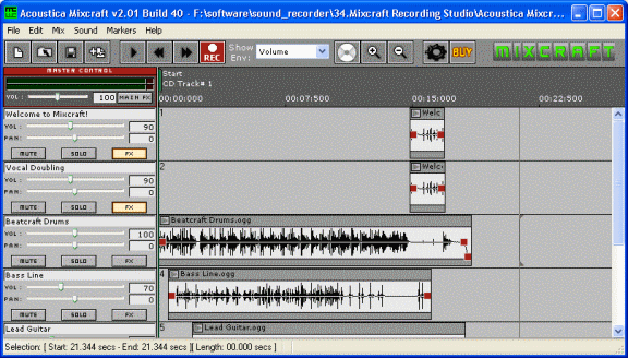 Mixcraft burns audio CDs easily