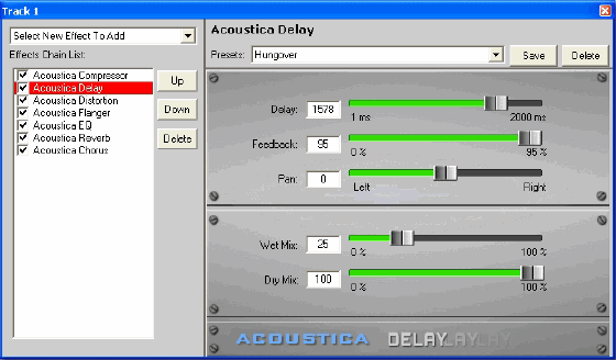 effects chain and dialog screen