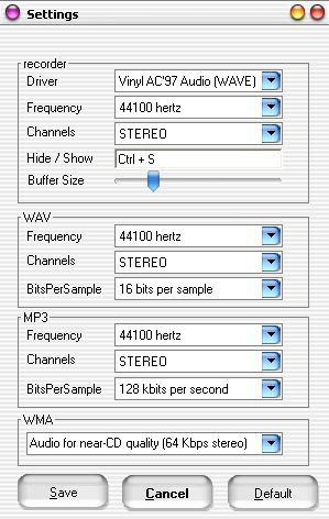 Screenshots of audio tool - MP3 Audio Recorder