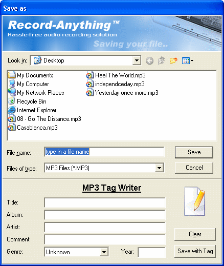 saving file using this volume recording software