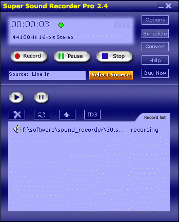 screenshots of sound recording software
