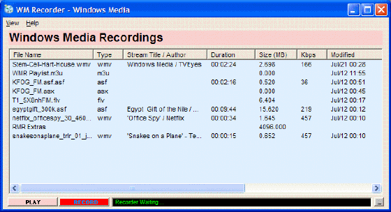 The screenshot of wm recorder