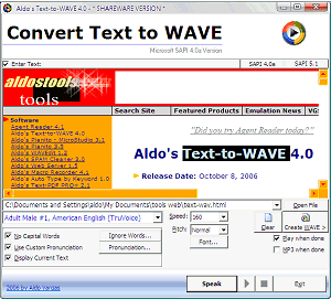 Aldo's Text-to-WAVE