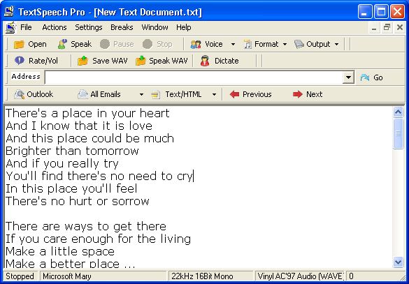 Main window - Text_Speech Pro