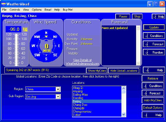 retrieve weather from the internet - WeatherAloud