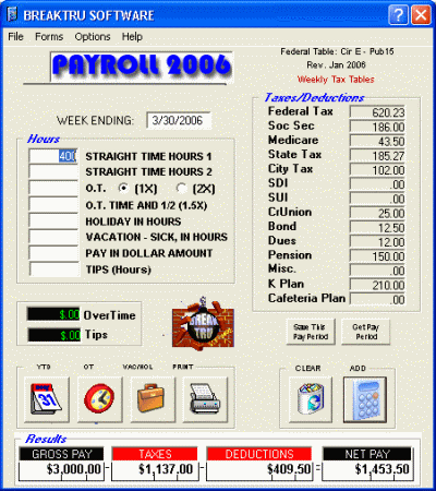 The Screenshot of Payroll 2006