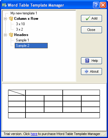 Word Table Template Manager