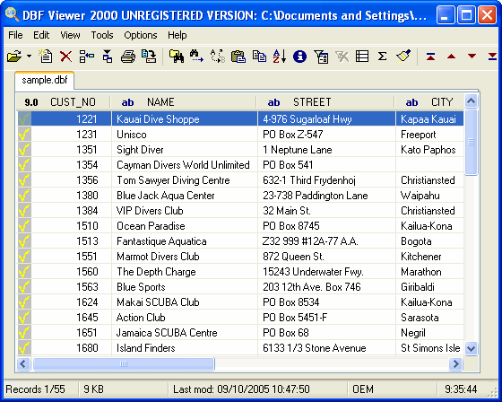 Main window - DBF Viewer 2000