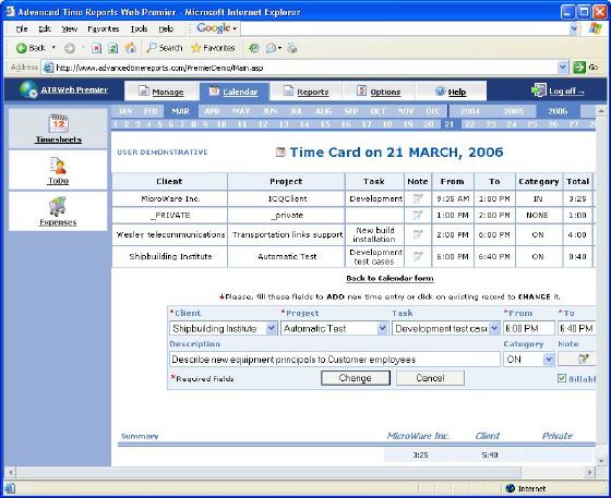 Advanced Time Reports Web Premier