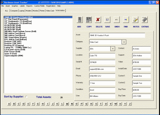 The Screenshot of Hardware Asset Tracker