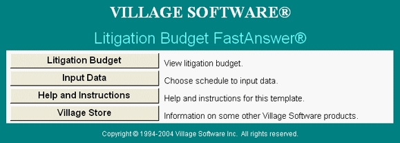 Interface of FastAnswer Litigation Budget