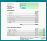 Litigation Budget Screenshot