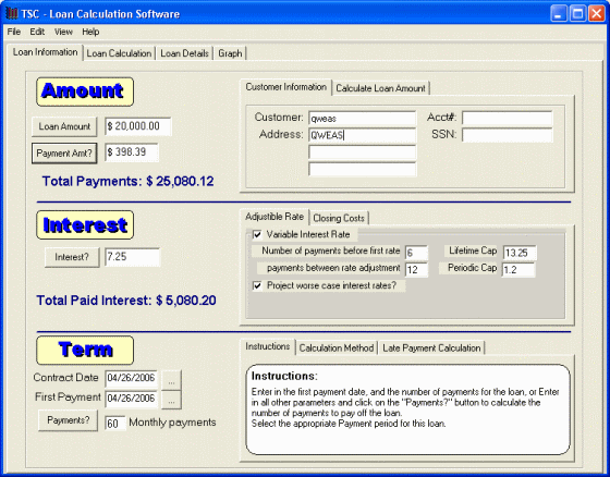 TSC - Loan Calculation Software is a full featured loan calculation 