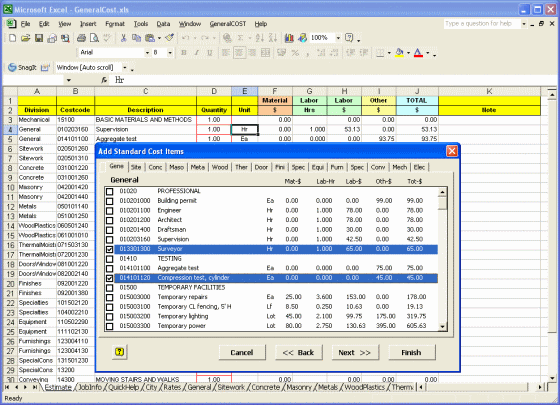 GeneralCOST Estimator for Excel