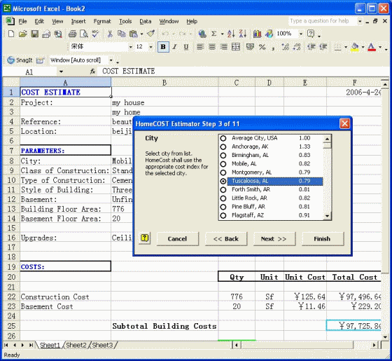 HomeCOST Estimator for Excel