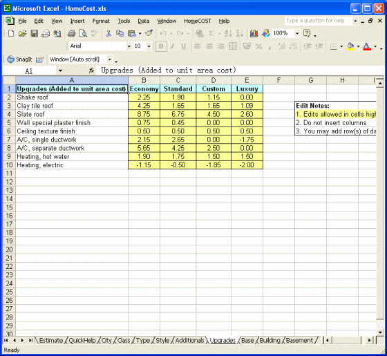 HomeCOST Estimator for Excel