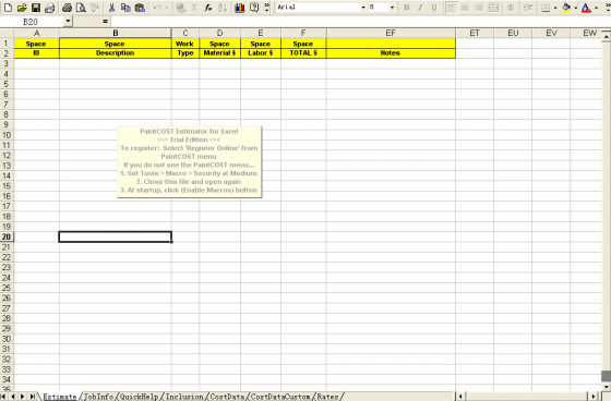 PaintCOST Estimator for Excel