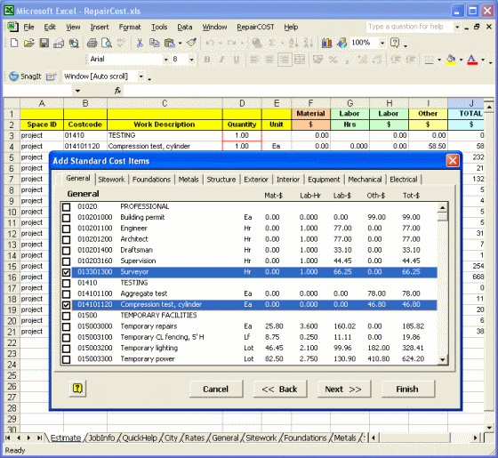 RepairCOST Estimator for Excel