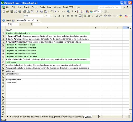 RepairCOST Estimator for Excel