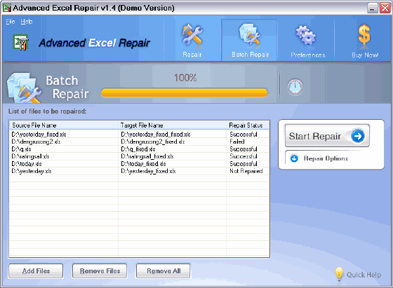 Batch repair Excel file