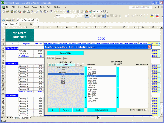 menuDate for Excel