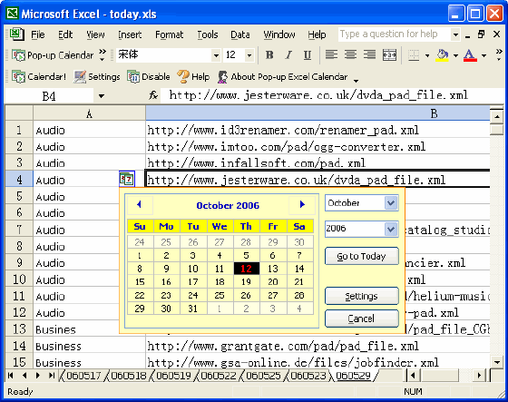 Pop-up Excel Calendar