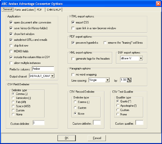 Options of ABC Amber Advantage Converter