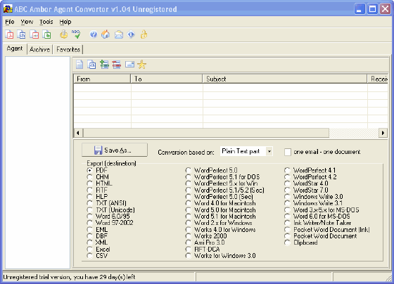 Main window of ABC Amber Agent Converter