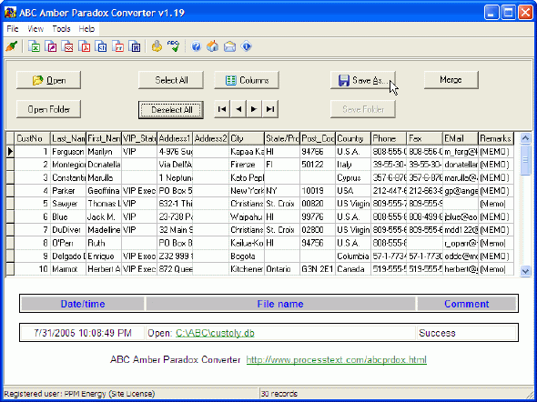 Main Window of ABC Amber Paradox Converter