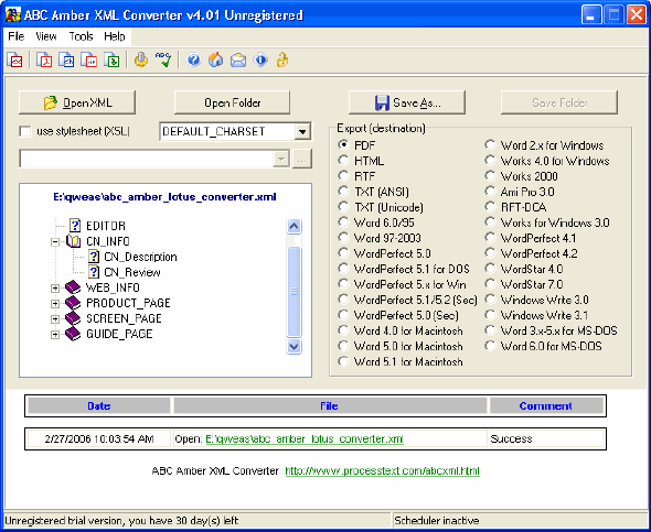 Main Window of ABC Amber XML Converter