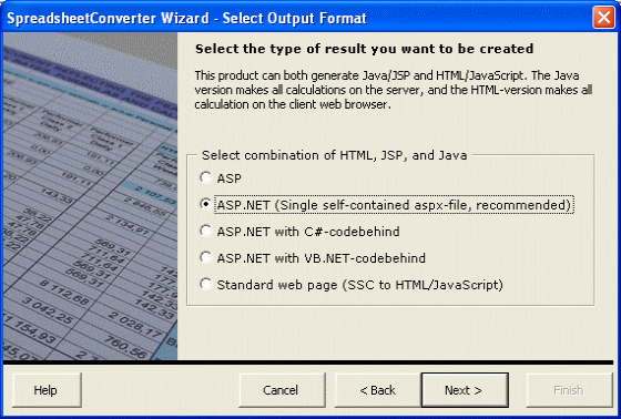 SpreadsheetConverter to ASP ASP.NET