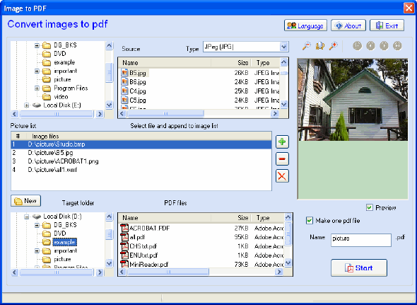 Main window - BLS Image To PDF