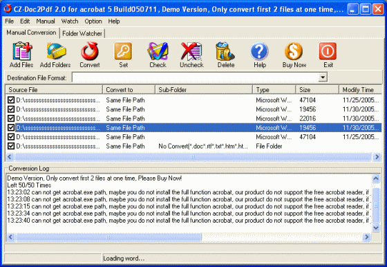 The Screenshot of CZ-Doc2Pdf