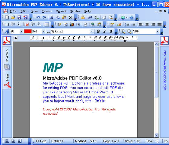 Main window - MicroAdobe PDF Editor 6.8 