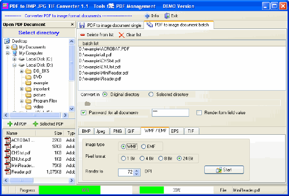 PDF to image batch - PDF To BMP JPG TIF Converter