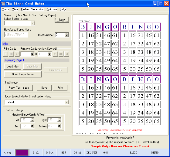 Screenshots of IBA Bingo Card Maker - Main window