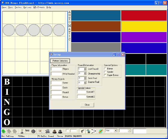 Screenshots of IBA Bingo Flashboard - Main window