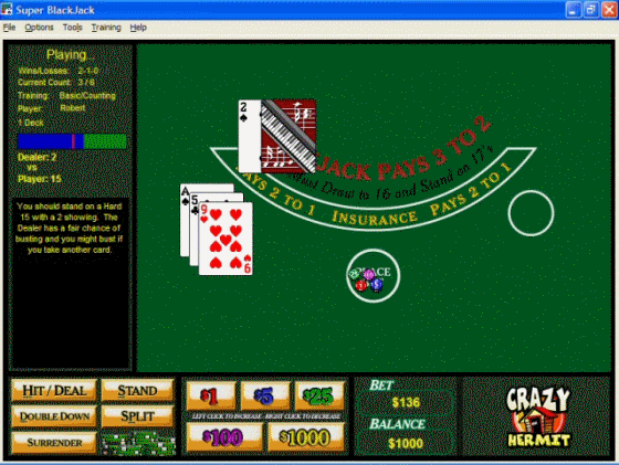 Screenshots of Super BlackJack - Main window