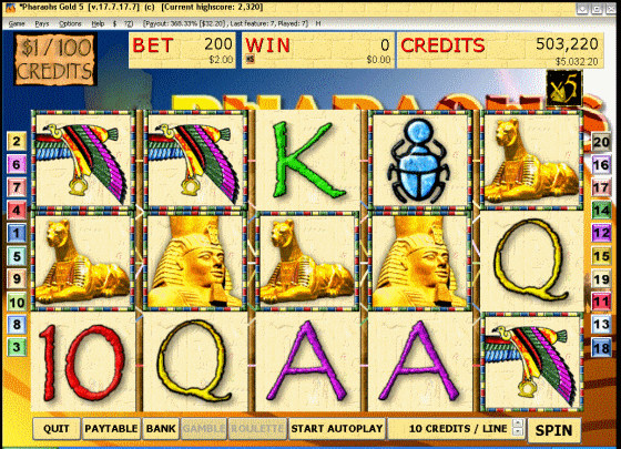 Screenshots of Pharaohs Gold - Main window